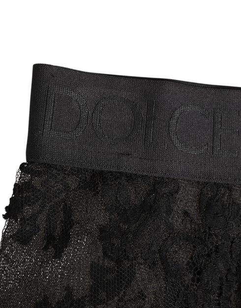 Dolce & Gabbana High Waist Briefs Black Floral Lace Underwear